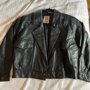 ***SOLD***1980s Vintage Genuine Leather Cropped Jacket size Medium